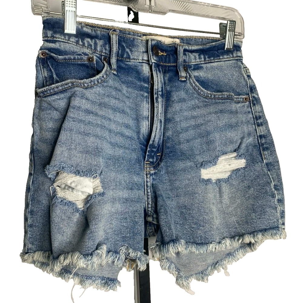 Abercrombie & Fitch High‎ Rise Curve Love Shorts Distressed Size 26/2 raw edge